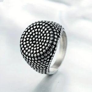 Retro Style Dotted Silver Ring Sz 9